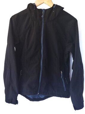 Black Diamond Jacket Womens Small Black Softshell Fleece Lined Hooded Outdoor